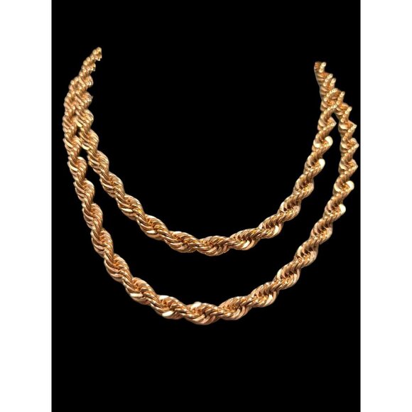 Big Chunky Rope Necklace Napier Gold Tone  30” QUALITY Costume Jewelry - Picture 3 of 7